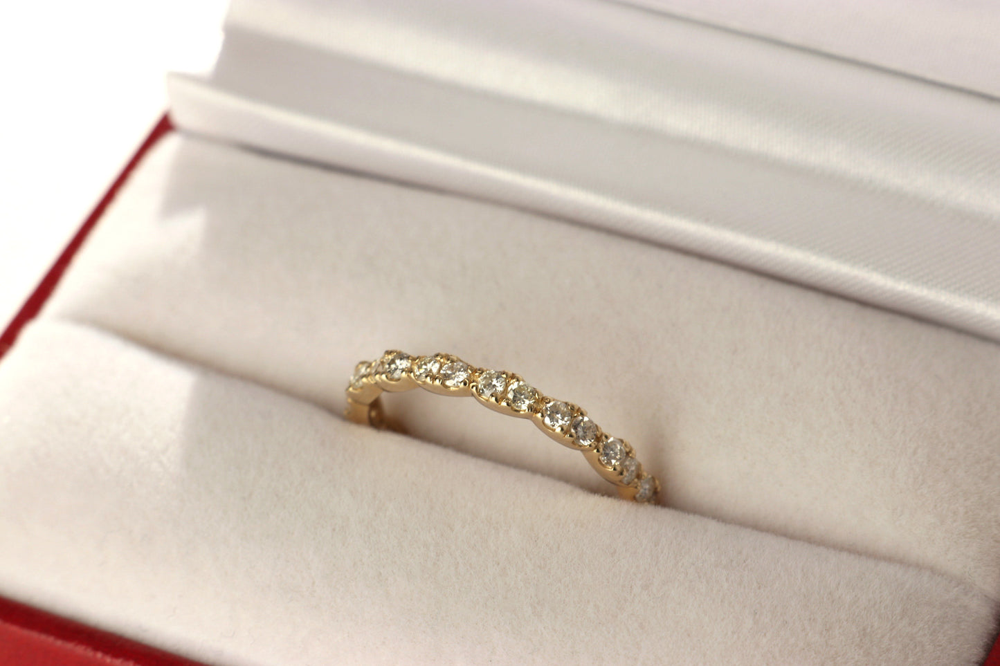 14K Yellow Gold Half Coverage Wedding Band