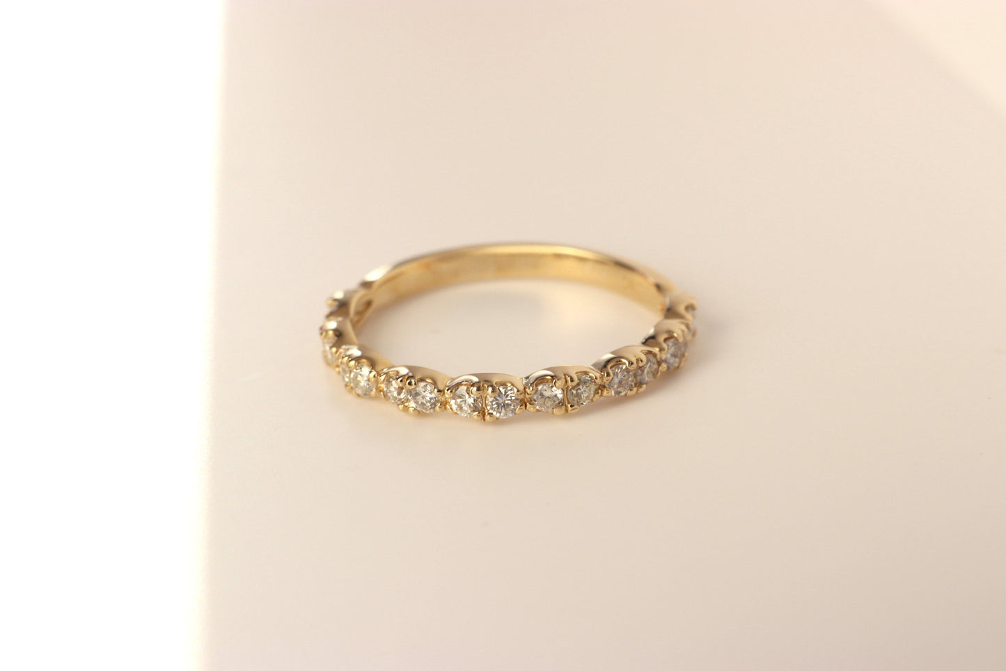 14K Yellow Gold Half Coverage Wedding Band