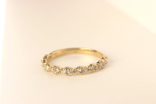 14K Yellow Gold Half Coverage Wedding Band