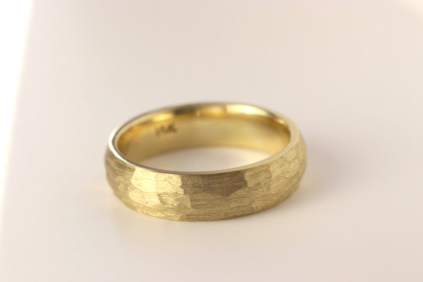 18K Yellow Gold Hammered Wedding Band