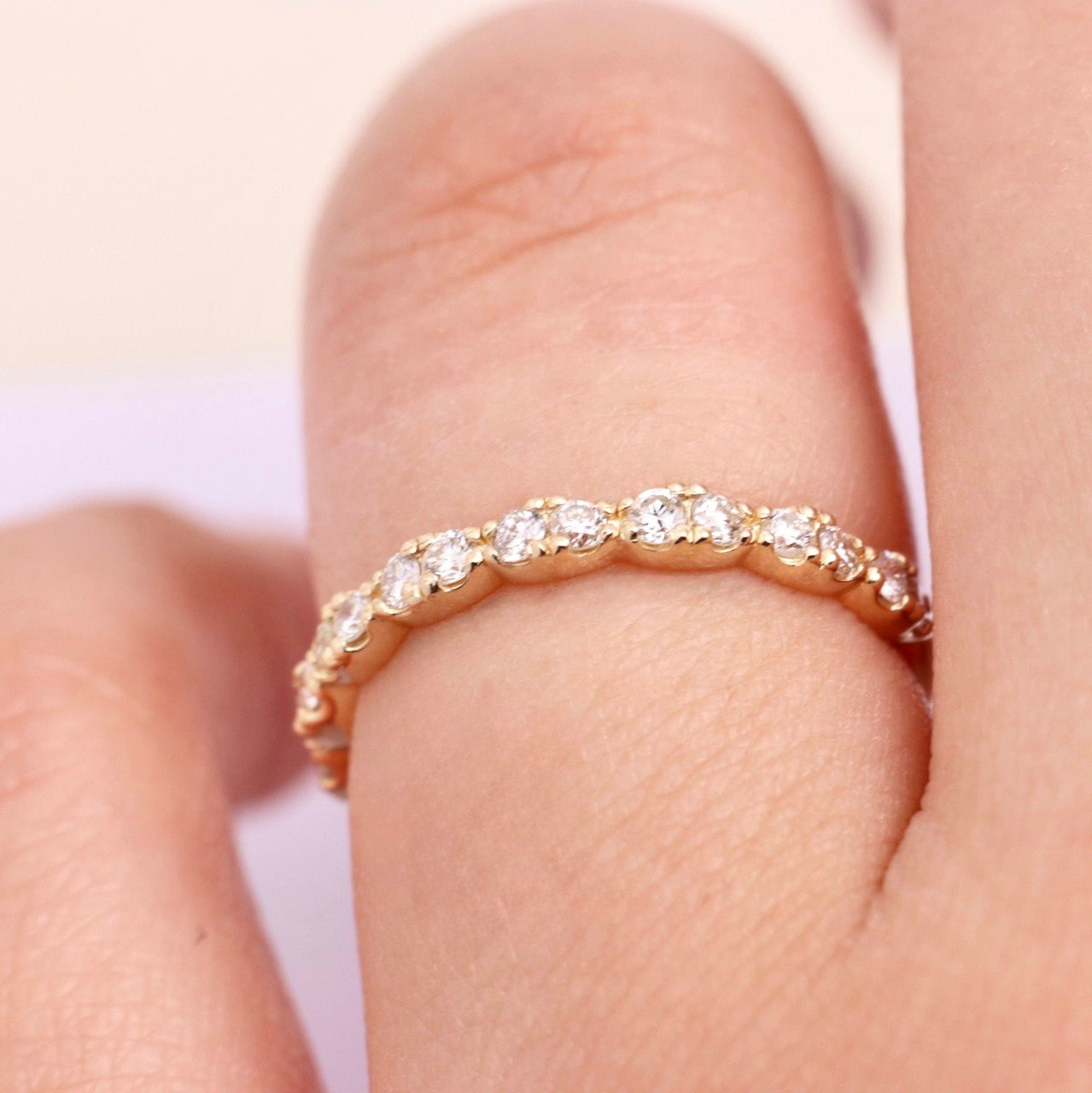 14K Yellow Gold Half Coverage Wedding Band