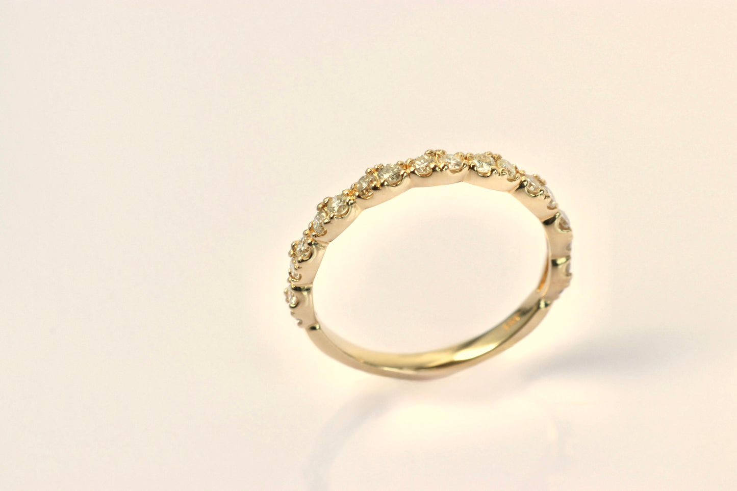 14K Yellow Gold Half Coverage Wedding Band