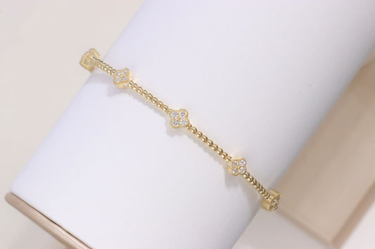 14K Yellow Gold Diamond Bangle